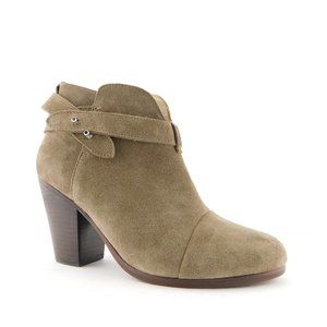 Unworn RAG & BONE Taupe Suede Leather Strapped Cap Toe Block Heel Bootie 38.5